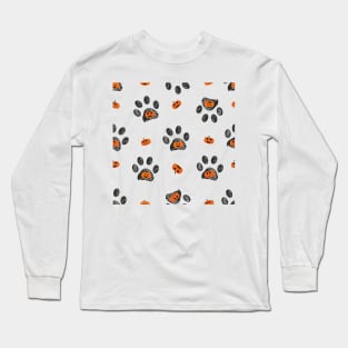 Paw prints with pumpkin Long Sleeve T-Shirt